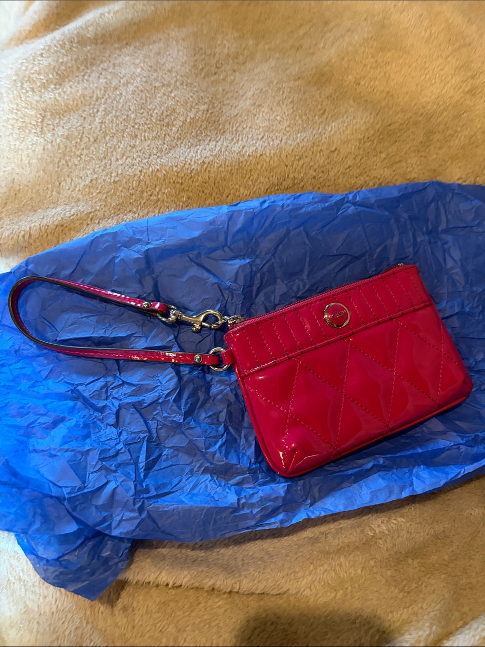 Coach pink patent leather wristlet authenticated